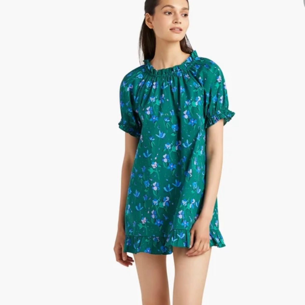 Hill house home Katherine nap dress medium emerald space floral mini dress green